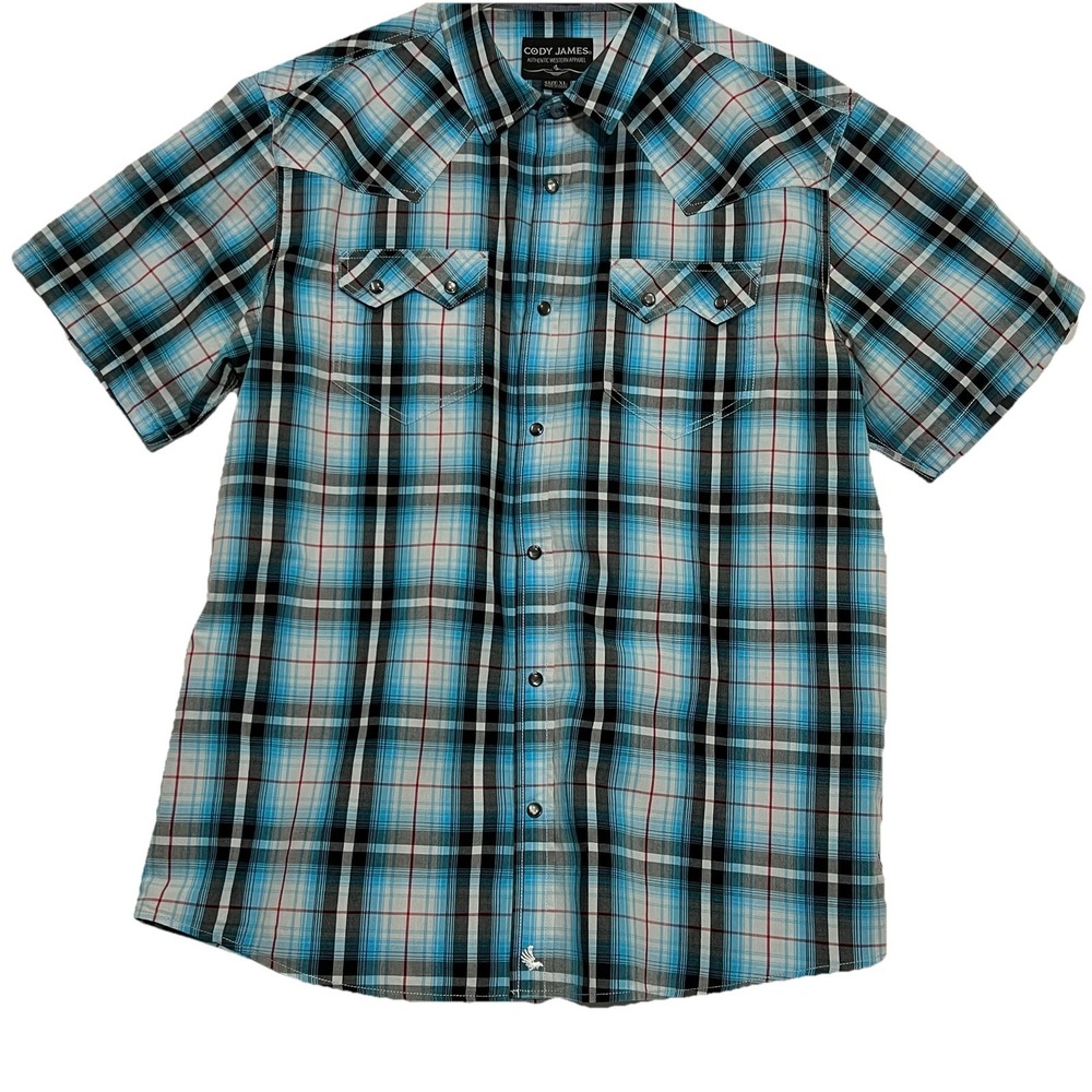 Cody James Western Short Sleeve Pearl‎ Snap Plaid Shirt Multicolor Men Size XL